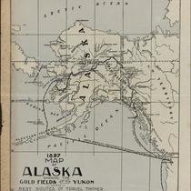 1897 map of Alaska showing the gold fields of the Yukon with best routes of travel thither.